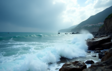 Immagine di mare in tempesta con forti venti in Italia