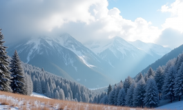 Paesaggio innevato in Piemonte durante la prima neve