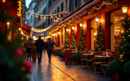 Decorazioni natalizie in un ristorante di Roma