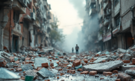 Villetta distrutta dall'esplosione ad Aprilia con soccorritori