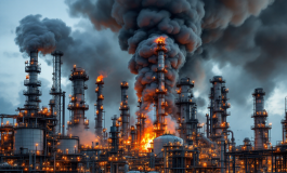 Fumo nero sopra la raffineria di Calenzano dopo l'esplosione