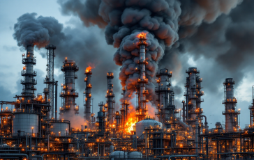 Fumo nero sopra la raffineria di Calenzano dopo l'esplosione