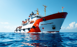 Immagine della nave Geo Barents nel Mediterraneo centrale