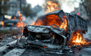 Un tir in fiamme a Milano dopo un incendio mortale