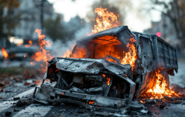 Un tir in fiamme a Milano dopo un incendio mortale