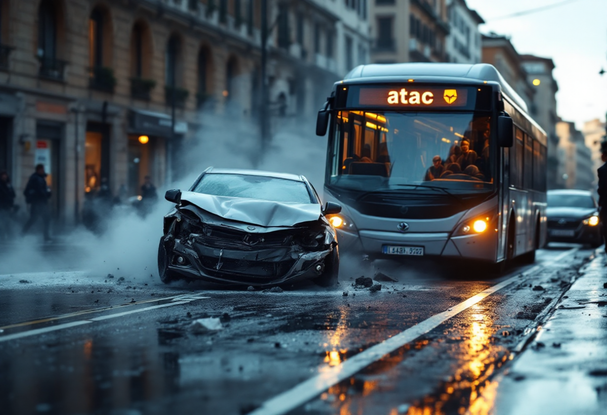 Incidente mortale a Roma: scontro tra auto e bus Atac
