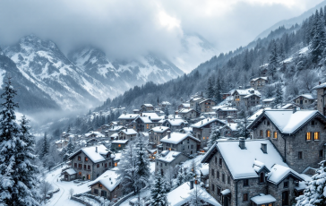 Immagine di maltempo in Italia con neve e vento durante il Natale
