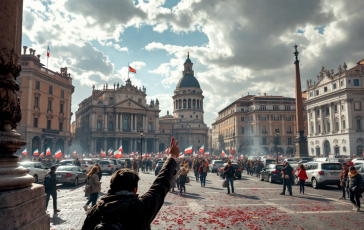 Corteo di manifestanti a Roma per la Palestina