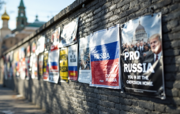 Manifesti pro Russia affissi a Torino da Italia Unita