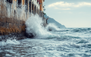 Immagine della mareggiata a Scilla con onde impetuose