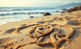 Opera d'arte dedicata a Giulia Cecchettin sulla spiaggia