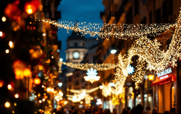 Preparativi natalizi a Napoli con decorazioni festive