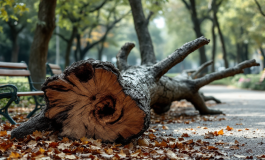 Albero caduto in un parco di Roma dopo l'incidente tragico
