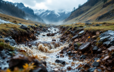 Immagine di maltempo in Italia con vento forte e frane