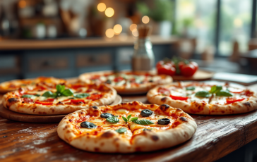 Un piatto di pizza tradizionale italiana con ingredienti freschi