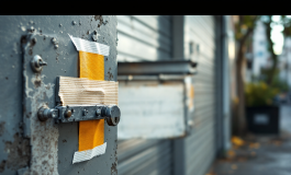 Un uomo sigilla la serratura del box auto dei vicini