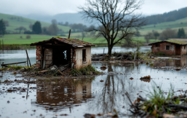 Immagine dell'alluvione nel Mugello con danni visibili