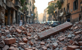 Immagine del crollo a Monteverde che ha colpito Roma
