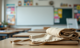 Bambini discutono sul grembiule scolastico in aula
