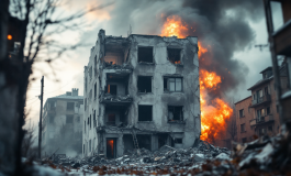 Immagine dell'esplosione a Villanterio con soccorsi