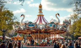 Giostra storica dei cigni di Angelina in un parco