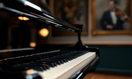 Un giovane pianista in azione durante una performance emozionante