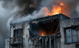 Incendio in un attico a Palermo con vigili del fuoco