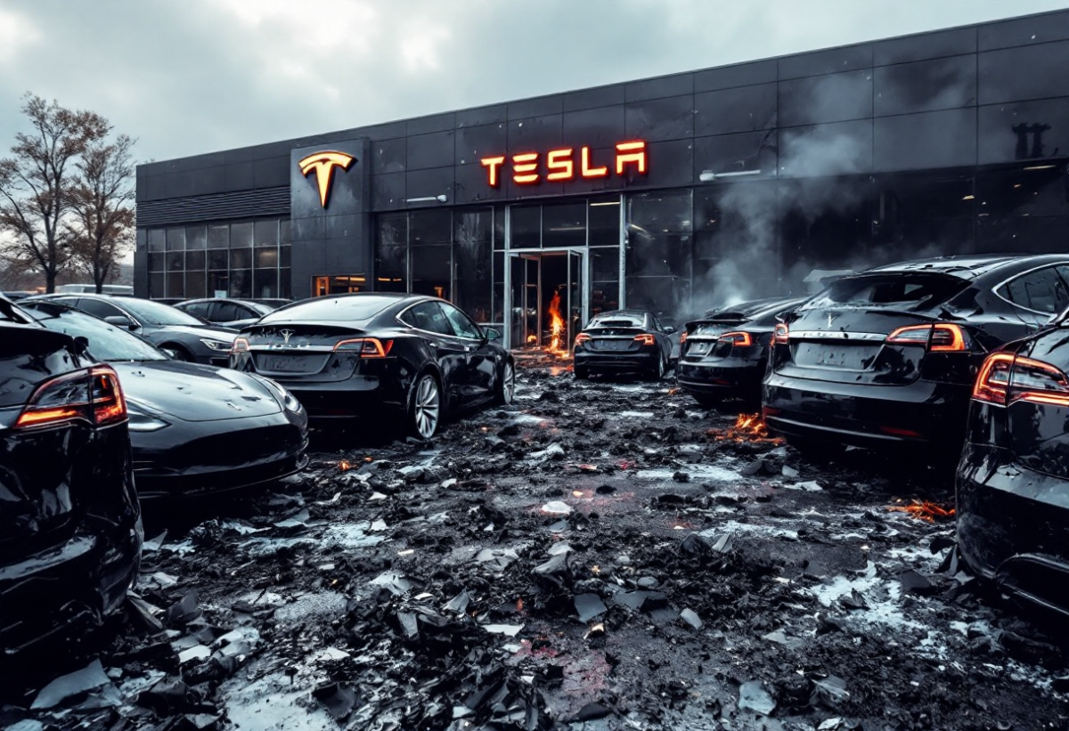 Incendio doloso in concessionaria Tesla: distrutte 17 auto elettriche