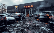 Incendio che distrugge auto elettriche Tesla in concessionaria