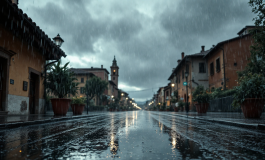 Immagine di nubifragi in Italia con allerta rossa