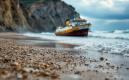 Immagine della nave incagliata a Marina di Massa