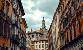 Rappresentazione della politica estera italiana con simboli di unità e divergenza