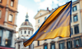 Manifestazione pro-Europa a Roma con bandiere e partecipanti