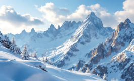 Scialpinista in azione tra le Dolomiti innevate