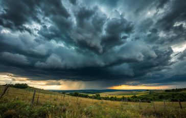 Mappa meteo con avviso di venti forti e temporali