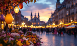 Immagine di auguri di Pasqua con simboli di unità