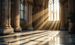 Immagine di Carlo Acutis con sfondo religioso