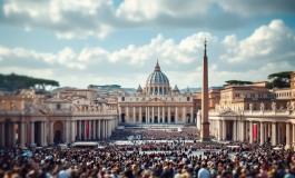 Messa in suffragio di papa Francesco con fedeli in preghiera
