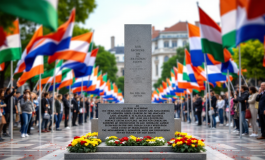 Cerimonie del 25 Aprile con bandiere e fiori in memoria