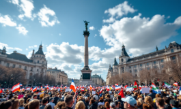Manifestazione del 25 Aprile a Milano con bandiere palestinesi
