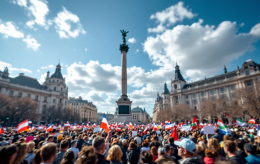 Manifestazione del 25 Aprile a Milano con bandiere palestinesi