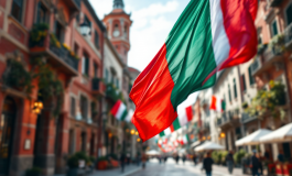 Corteo del 25 aprile a Romano di Lombardia con bandiere