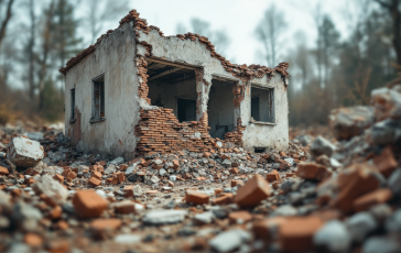 Immagine del crollo di un edificio a Casapinta