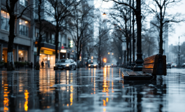 Esondazione del fiume a Montieu, Piemonte durante maltempo