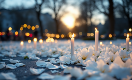 Cerimonia funebre del Papa con partecipanti in lutto