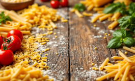 Spaghetti, rigatoni e penne in un piatto tradizionale