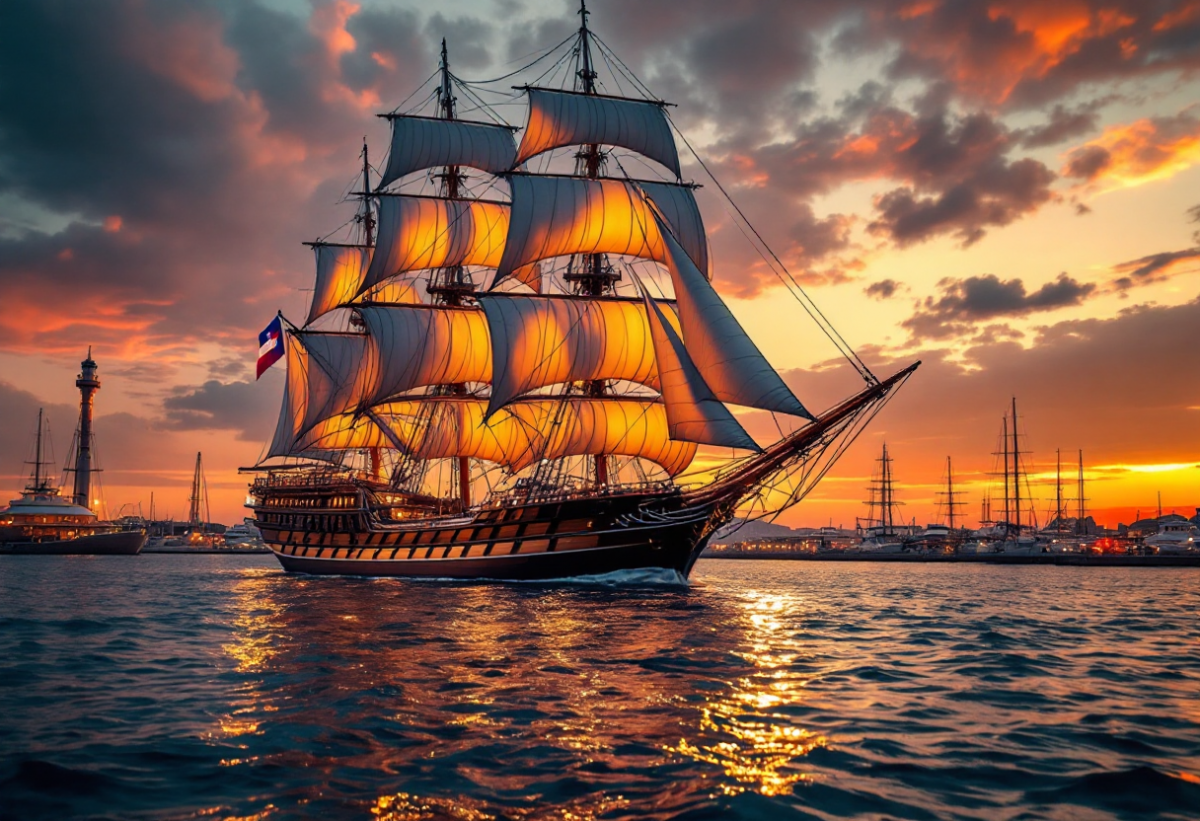 Il veliero Amerigo Vespucci saluta Ancona e si dirige verso l'Abruzzo