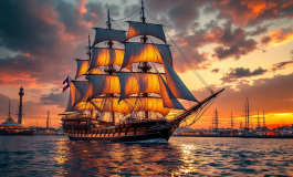 Il veliero Amerigo Vespucci saluta Ancona in mare