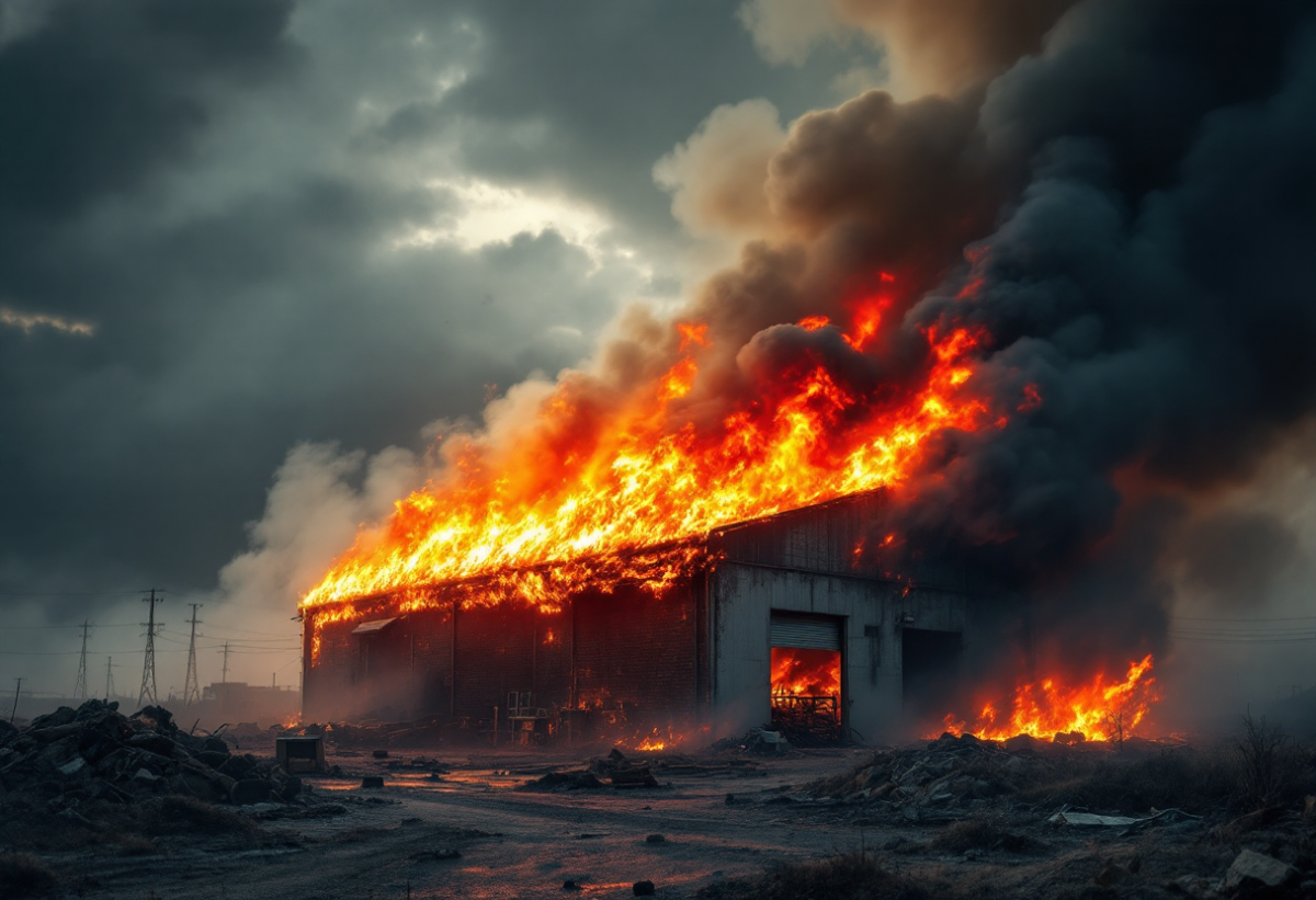 Incendio devastante in un magazzino a Dormeletto: intervento tempestivo dei vigili del fuoco