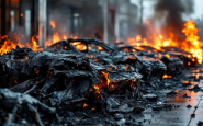 Incendio di un'auto Tesla a Roma con fiamme visibili